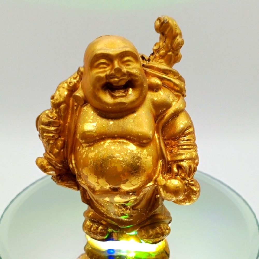 NEW Hand Made 💕 Golden Laughing Buddha Figurine